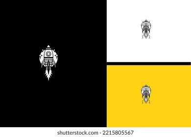 arte de la línea del logotipo de la ilustración del vector de la nave espacial