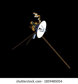 spacecraft Voyager 2 in cartoon style 2d. vector