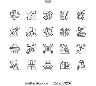 Spacecraft Well-crafted Pixel Perfect Vector Thin Line Icons 30 2x Grid for Web Graphics and Apps. Simple Minimal Pictogram