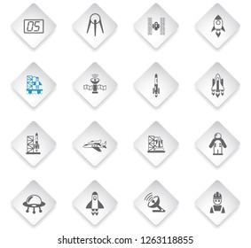 spacecrafts flat rhombus web icons for user interface design