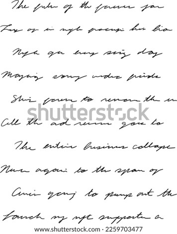 Spaced out lines of messy cursive handwriting. Vintage, antique pen and ink written letter in unreadable, illegible English hand written script, calligraphic writing.