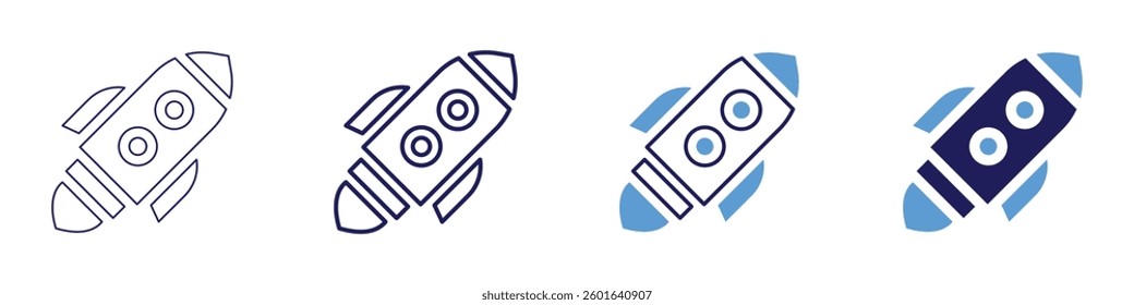 Spacefarer training​ icon in 4 different styles. Thin Line, Line, Bold Line, Duotone. Duotone style. Editable stroke.