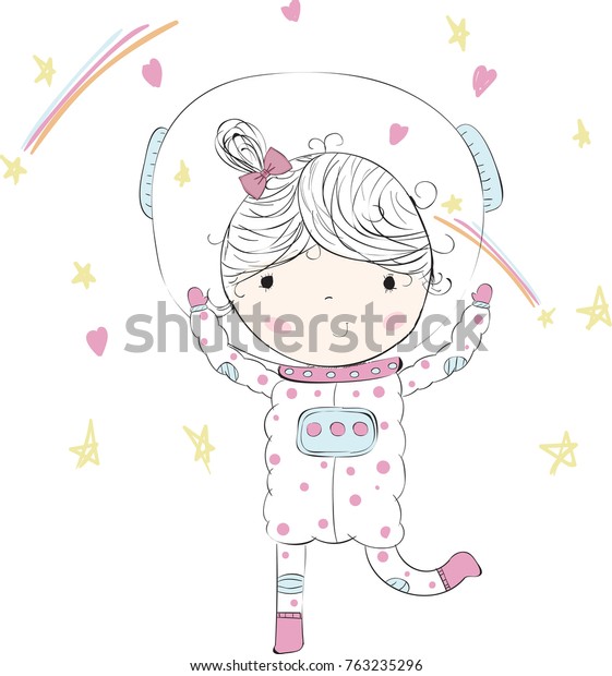 Space Girlベクター画像 女の子イラスト ロマンチックな女の子