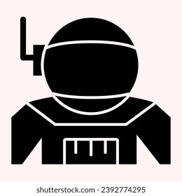 Spaceman costume glyph icon. Cosmonaut uniform cloth with antenna. Astronomy vector design concept, solid style pictogram on white background, use for web and app. Eps 10