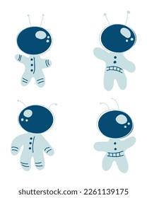 Spaceman doodle collection for any purposes. Perfect for tee, stickers, cards. Isolated vector illustration for decor and design.



