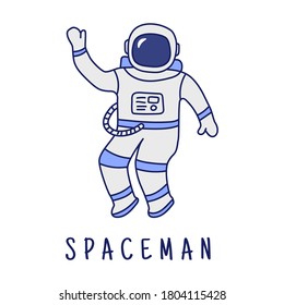 Spaceman doodle illustration isolated on white background 