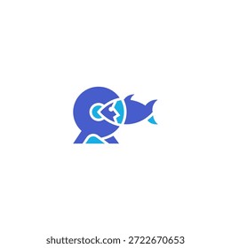 Spaceman y pez idea de logotipo.