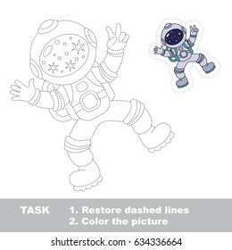 Spaceman Flying. Dot to dot educational game for kids.