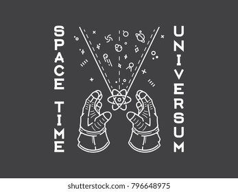 It's a spaceman holding between his hand an atom representing space time