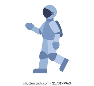 Spaceman icon. Astronaut character in spacesuit. Space travel, space adventures. Vector flat illustration 
