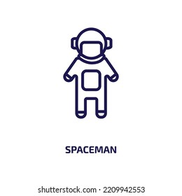 Spaceman Icon From Astronomy Collection. Thin Linear Spaceman, Astronaut, Space Outline Icon Isolated On White Background. Line Vector Spaceman Sign, Symbol For Web And Mobile