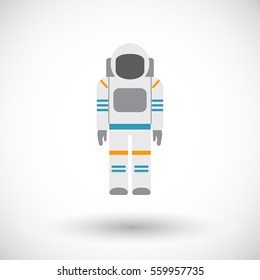 Spaceman icon. Flat design of astronaut costume with round shadow. Vector illustration