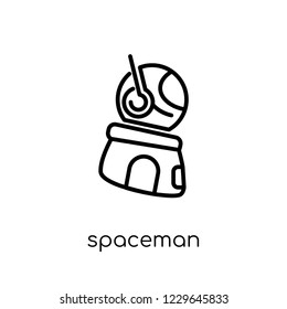 spaceman icon. Trendy modern flat linear vector spaceman icon on white background from thin line Astronomy collection, outline vector illustration