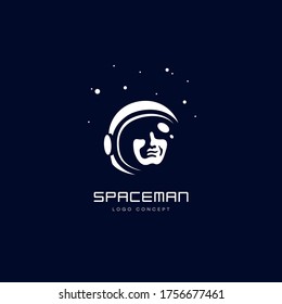 Spaceman logo design template for a dark background. Vector illustration.