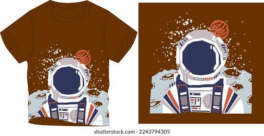 spaceman moon t-shirt graphic design vector illustration 
