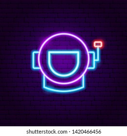 Spaceman Neon Label. Vector Illustration of Space Promotion.