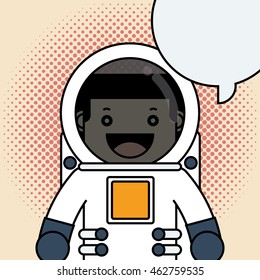 Spaceman on halftone background.
