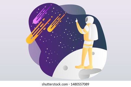 Spaceman in outer space vector illustration