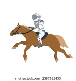 Spaceman riding a horse. Astronauts traveler vector illustration. 