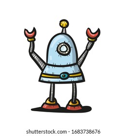 Spaceman Robot Symbol Vector Illustration Isolated on White Background
