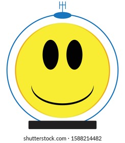 A spaceman smile face button isolated on a white background