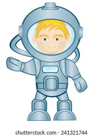 Spaceman in space suit on white background is insulated