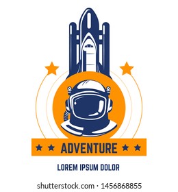 Aventura espacial espacial y espacial con icono aislado cosmos exploración vectores astronomía astronauta o cosmonauta en casco y naves espaciales científico espacial estrellas de expedición interestelares