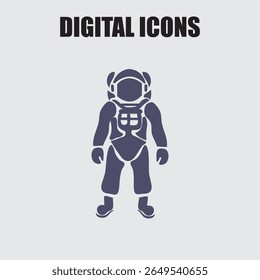 Spaceman in spacesuit graphic representation for space exploration, science, and futuristic theme projects or any abstract concept.