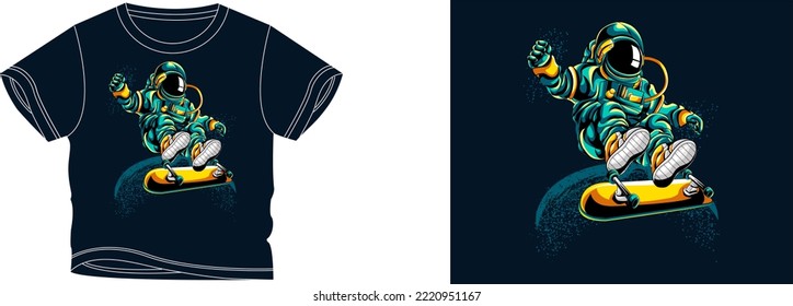 Space-man-Einsatz in der Raumplanet T-Shirt-Design-Hintergrund Farbe ist eine dunkelblau und T-Shirt Farbe ist eine dunkelblaue schöne Farbe und schöne Design