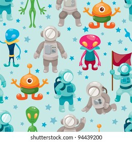 spaceman and ufo seamless pattern