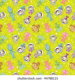 spaceman and ufo seamless pattern
