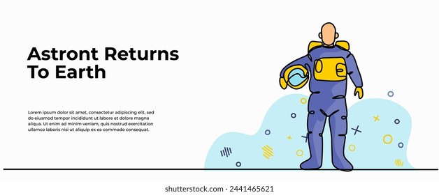 Spaceman vector illustration. Space travel design. Modern flat in continuous line styleSpaceman vector illustration. Space travel design. Modern flat in continuous line style.