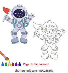 Spaceman-conqueror to be colored, the coloring book for preschool kids with easy educational gaming level.