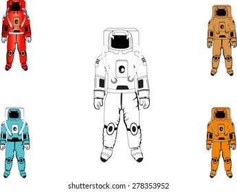 Spacemen's set isolated on white
