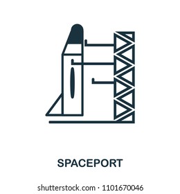 Spaceport icon. Flat style icon design. UI. Illustration of spaceport icon. Pictogram isolated on white. Ready to use in web design, apps, software, print.
