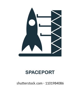 Spaceport icon. Flat style icon design. UI. Illustration of spaceport icon. Pictogram isolated on white. Ready to use in web design, apps, software, print.