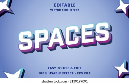 spaces editable text effect with modern and simple style, usable for logo or campaign title