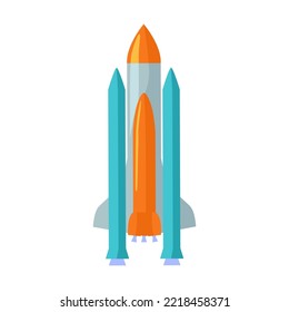 Spaceship Or Aerospace Rocket Flat Vector Illustration. Futuristic Spacecraft Launching Into Space. Astronomy, Technology, Space, Galaxy Concept