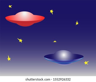 spaceship against the night sky. vector illustration