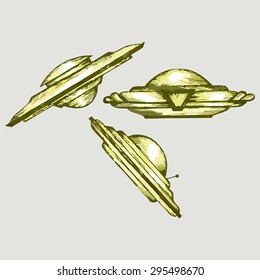 Spaceship aliens. Vector Image