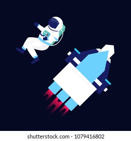 Spaceship and astronaut