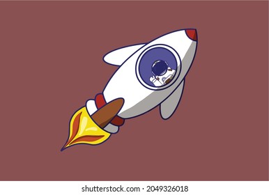 spaceship with astronaut character premium vector