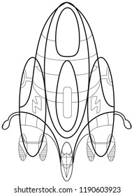 Spaceship - black lined spaceship design 