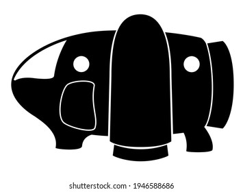 Spaceship - black vector silhouette for logo or pictogram. Spaceship for space exploration and travel - silhouette sign or icon.