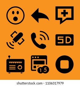 spaceship, blank, black, exchange, e-mail and network icon vector set. Flat vector design with filled icons. Designed for web and software interfaces