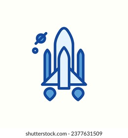 spaceship blue icon, isolated icon in light background, perfect for website, blog, logo, graphic design, social media, UI, mobile app