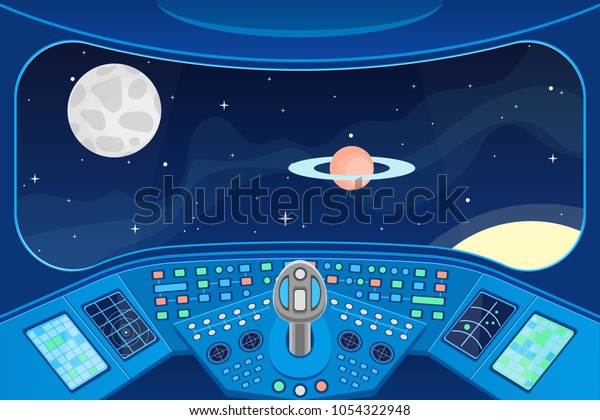 Spaceship Cabin Interior View Window Space Stock Vector (Royalty Free