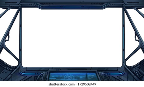 Spaceship cabin isolated on white. Vector illustration