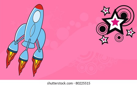 Spaceship Cartoon Background Vector Format Stok Vektör (Telifsiz) 80225515