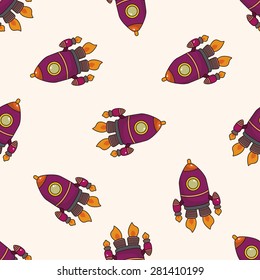 spaceship , cartoon seamless pattern background
